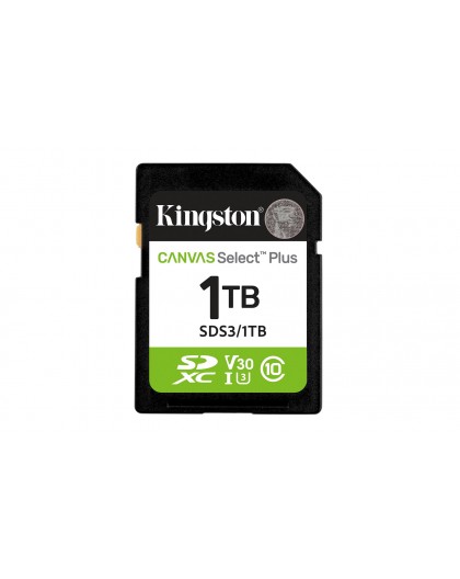 Kingston Technology 1TB SDXC Canvas Select Plus Gen3 150MB/s C10 UHS-I U3 V30