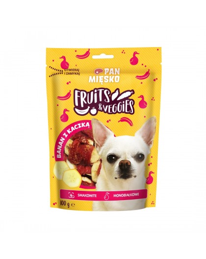 PAN MIĘSKO Fruits & Veggies Banana with duck - dog treat - 100g