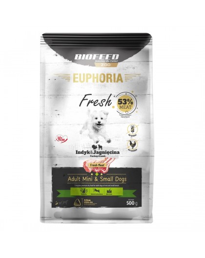 BIOFEED Euphoria Fresh Adult Turkey and lamb XS/S - dry dog food - 500g