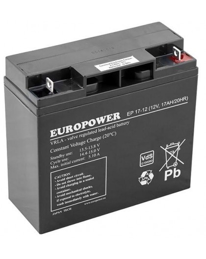 EUROPOWER EP Series AGM Battery 12V 17Ah (Service Life 6-9 Years)