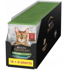 PURINA Pro Plan Sterilised Adult Maintenance Pieces with beef in sauce - wet cat food - 26x85g (18 + 8 GRATIS)