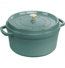 Staub Round Cast Iron Pot - 6.7 ltr, Eucalyptus