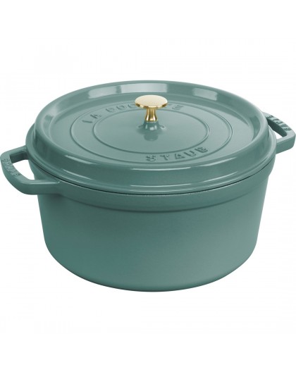 Staub Round Cast Iron Pot - 6.7 ltr, Eucalyptus