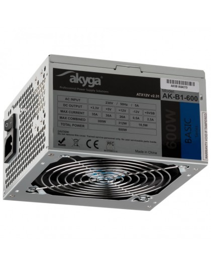 Akyga AK-B1-600 power supply unit 600 W 20+4 pin ATX ATX Grey