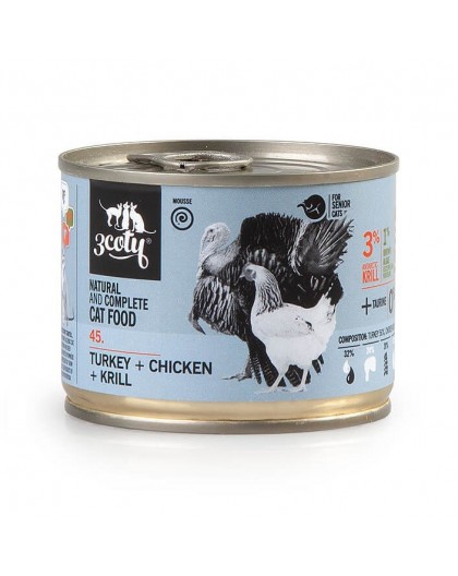 3COTY Turkey, chicken and krill Senior - wet cat food - 180g