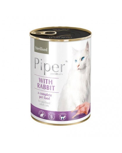 Dolina Noteci Piper Animals Sterilised with rabbit - wet cat food - 400g