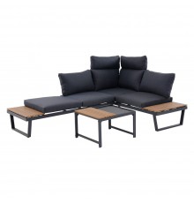 Corner garden lounge set or 2 sofas + table NUVIO grey