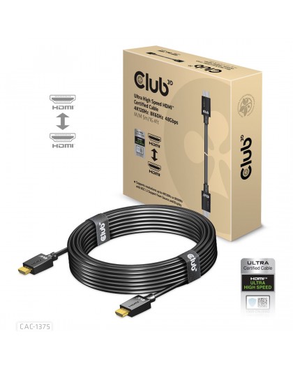 CLUB3D Ultra High Speed HDMI™ Certified Cable 4K120Hz 8K60Hz 48Gbps M/M 5m/16.4ft