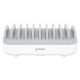 Manhattan Charging Station, 10x Ports: 3x USB-C (up to 18W PD) and 7x USB-A (up to 12W), 120W Total Output, White/Grey, Three Ye