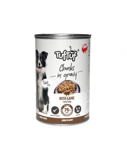 TUF TUF Chunks in gravy with game - wet dog food - 415g