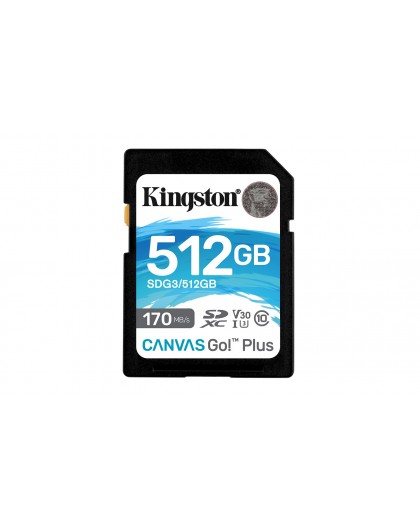Kingston Technology Canvas Go! Plus 512GB SDXC Canvas Go Plus 170R C10 UHS-I U3 V30