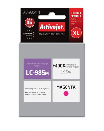 Activejet AB-985MN Ink (Replacement for Brother LC985M Supreme 19.5 ml magenta)