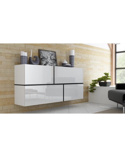 Cama sideboard GOYA 170/40/80 white/white gloss+black