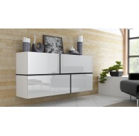 Cama sideboard GOYA 170/40/80 white/white gloss+black