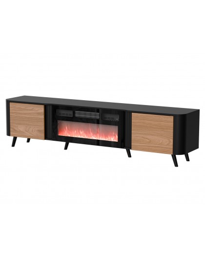 Cama Volare RTV cabinet 200 x 39 x 49 cm black/walnut + fireplace