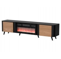 Cama Volare RTV cabinet 200 x 39 x 49 cm black/walnut + fireplace