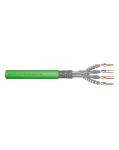 Installation cable DIGITUS cat.8.2, S/FTP, Dca, AWG 22/1, LSOH, 100m, green