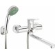 Wall-mounted washbasin and bath mixer with shower set