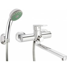 Wall-mounted washbasin and bath mixer with shower set