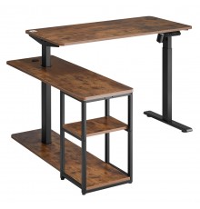 Ergo Office electric lifting desk, max height 121cm, max - 70 kg, with top and shelves, for standing work, brown ru