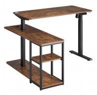 Ergo Office electric lifting desk, max height 121cm, max - 70 kg, with top and shelves, for standing work, brown ru