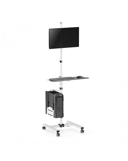 Maclean professional laptop stand cart, mobile computer workstation on wheels, max 17"-32", max 20kg, MC-793