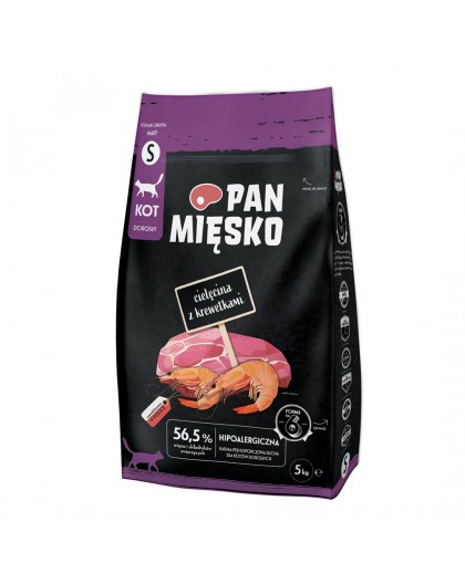 PAN MIĘSKO Veal with Shrimps Small - dry cat food - 5 kg