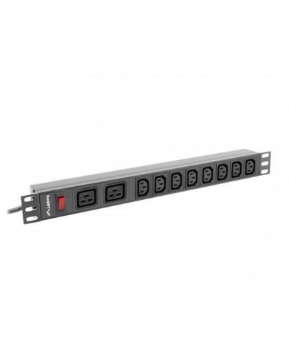 LANBERG POWER STRIP PDU RACK (1U, 16A,2XC19,8XC13)