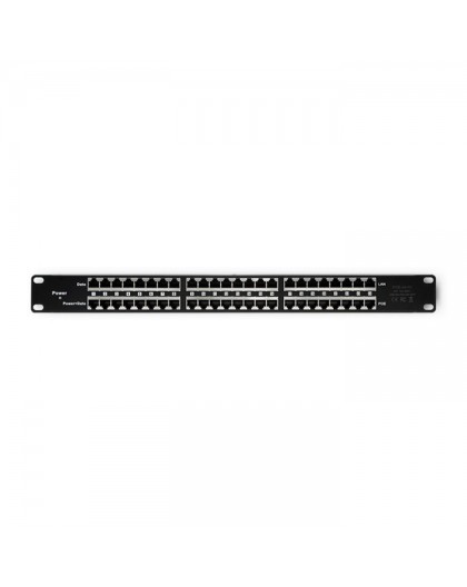 Патч-панель Qoltec RACK | 48V | 24 порта | Пассивный PoE инжектор | Черный