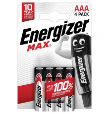 ENERGIZER BATTERIES ALKALINE MAX AAA LR03, 4 PIECES, ECO PACKAGING