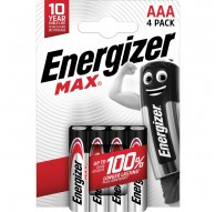 ENERGIZER BATTERIES ALKALINE MAX AAA LR03, 4 PIECES, ECO PACKAGING