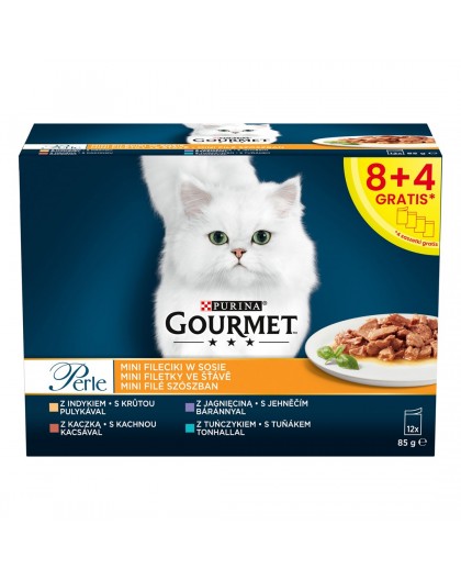 PURINA Gourmet Perle Duck, turkey, lamb, tuna - wet cat food - 12x85 g