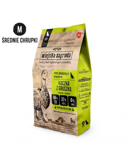 WIEJSKA ZAGRODA Duck with Pear M – dry dog food – 9kg