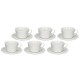 Set of 6 Bosco Tea Cups with Saucer - White, 180 ml