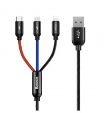 BASEUS Colorfone CAMLT-BSY01 USB cable 1.2 m USB A 3 x USB C Black, Red, Blue