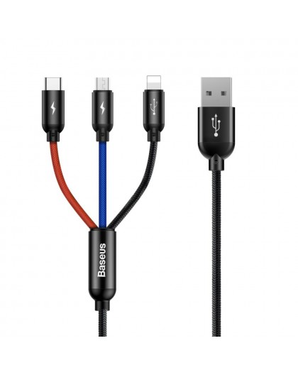 BASEUS Colorfone CAMLT-BSY01 USB cable 1.2 m USB A 3 x USB C Black, Red, Blue