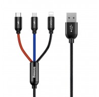 BASEUS Colorfone CAMLT-BSY01 USB cable 1.2 m USB A 3 x USB C Black, Red, Blue