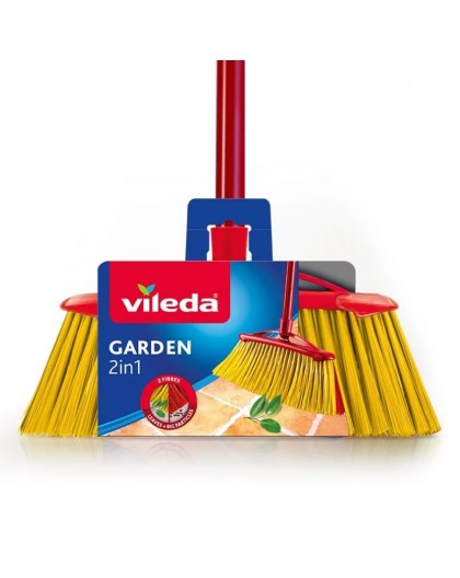 Broom VILEDA 2in1 Garden Outdoor (red/yellow)