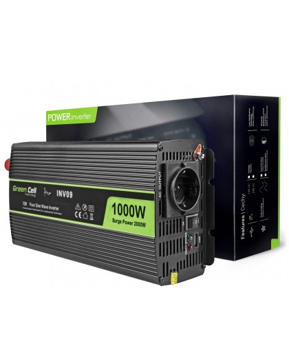 Green Cell INV09 power adapter/inverter Auto 1000 W Black