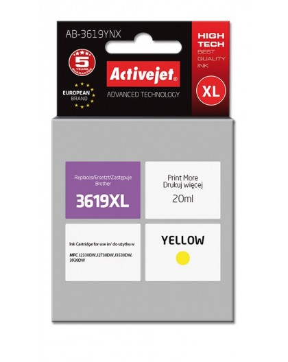 Activejet AB-3619YNX Ink cartridge (replacement for Brother LC3619Y XL Supreme 20 ml yellow)