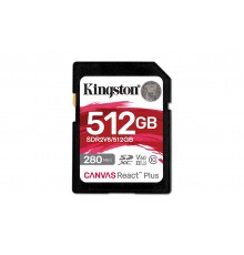 Kingston Technology 512GB Canvas React Plus SDXC UHS-II 280R/150W U3 V60 Full HD/4K jaoks