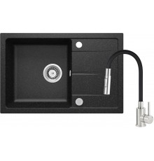 Granite sink with faucet and flexible spout