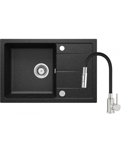 Granite sink with faucet and flexible spout