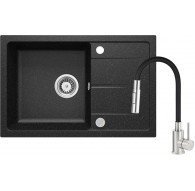 Granite sink with faucet and flexible spout