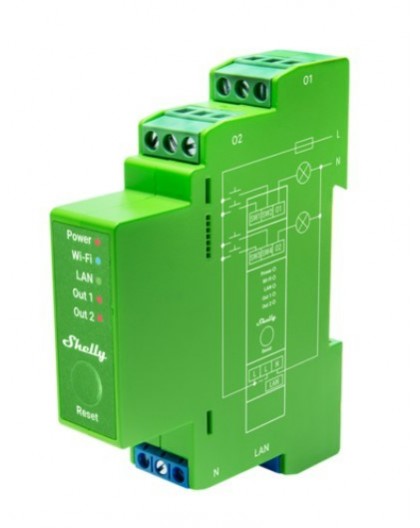 Shelly Pro Dimmer 2PM Built-in Blue, Green, Grey