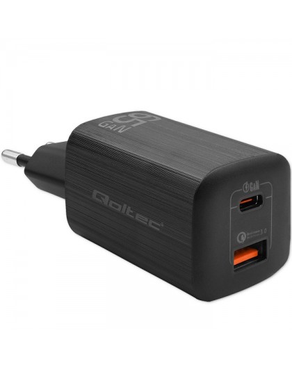 Qoltec 50766 mobile device charger Laptop, Portable gaming console, Power bank, Smartphone, Smartwatch, Tablet Black AC Fast cha