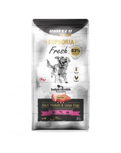 BIOFEED Euphoria Adult Medium & Large dogs Turkey with rabbit - dry dog food - 2kg