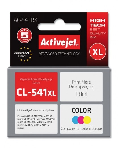 Activejet AC-541RX Ink (replacement for Canon CL-541XL Premium 18 ml color)