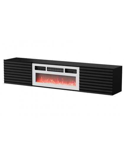 Cama RTV cabinet TULA 183x35x37 black matt + white fireplace