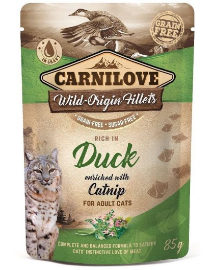 CARNILOVE CAT POUCH Wet cat food Duck, Catnip 85 g